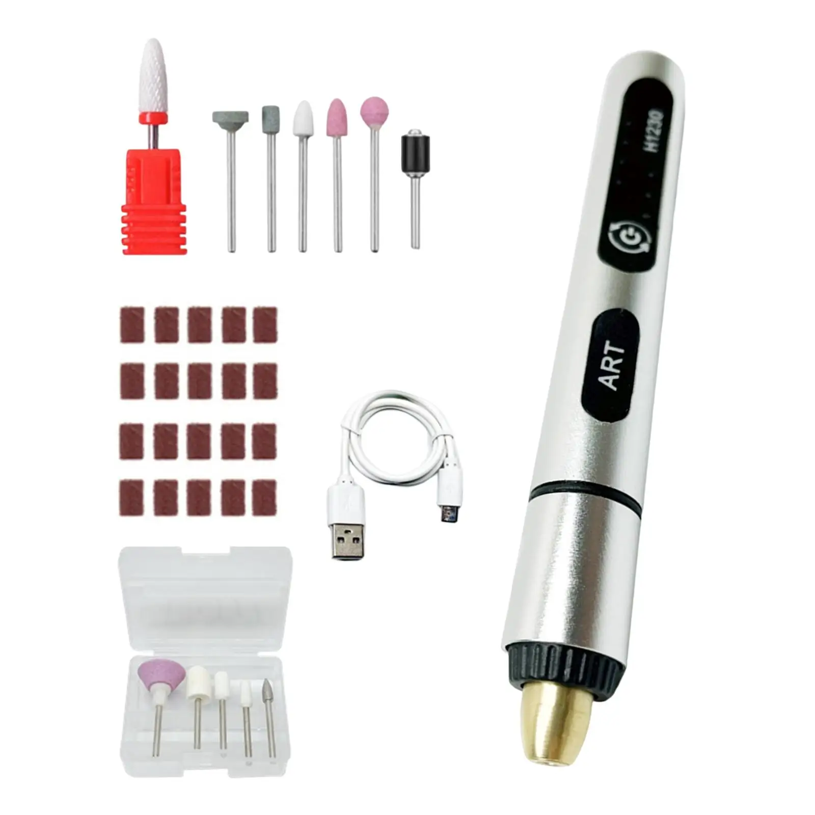 Electric Nail Drills Kit USB Charging Manicure Pedicure Pen Polisher Sander Micro Engraver Pen Accessories for Acrylic Ceramic