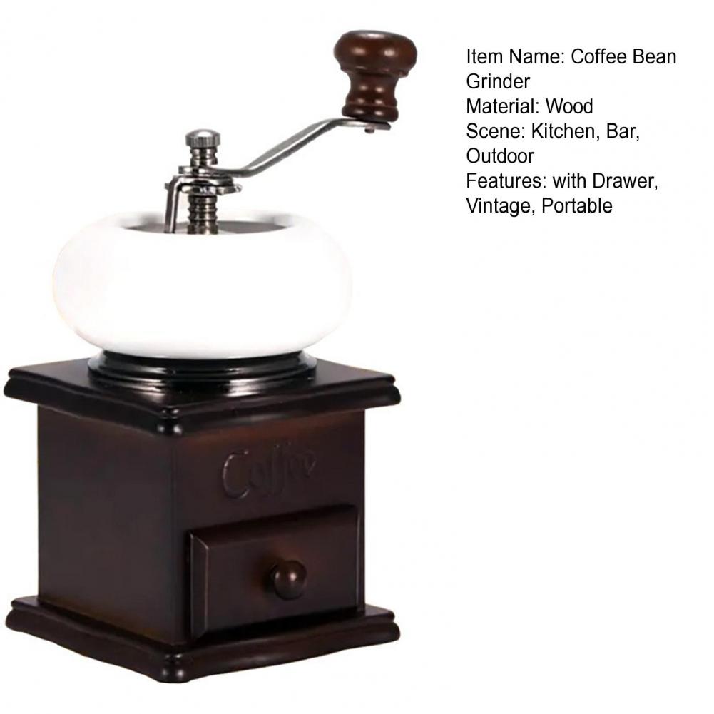 Title 15, Manual Coffee Grinder with Drawer Vintage Porta...