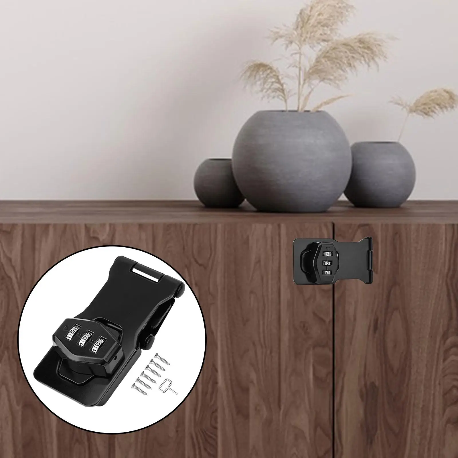 Cabinet Mechanical Combination Lock Left or Right Installed Privacy Latch for Barn Door Durable Multipurpose Easily Mounted