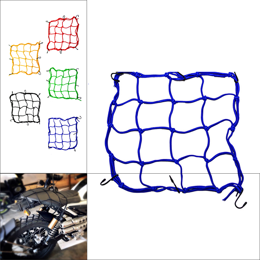 Filet à Bagages élastique Pour Moto/vélo - 40x40cm Extensible à 80cm, Avec 6 Crochets - Pour Fixer Casque, Sac, équipement Sur Le Porte-bagages