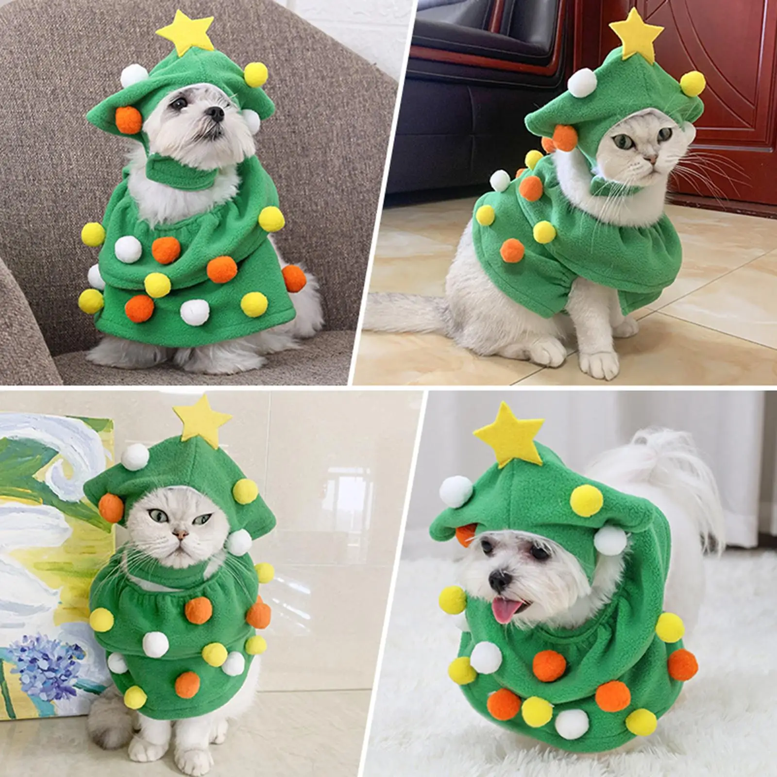 Dog Cat Christmas Costume Hat Cloak Party Cosplay Xmas Cape Breathable