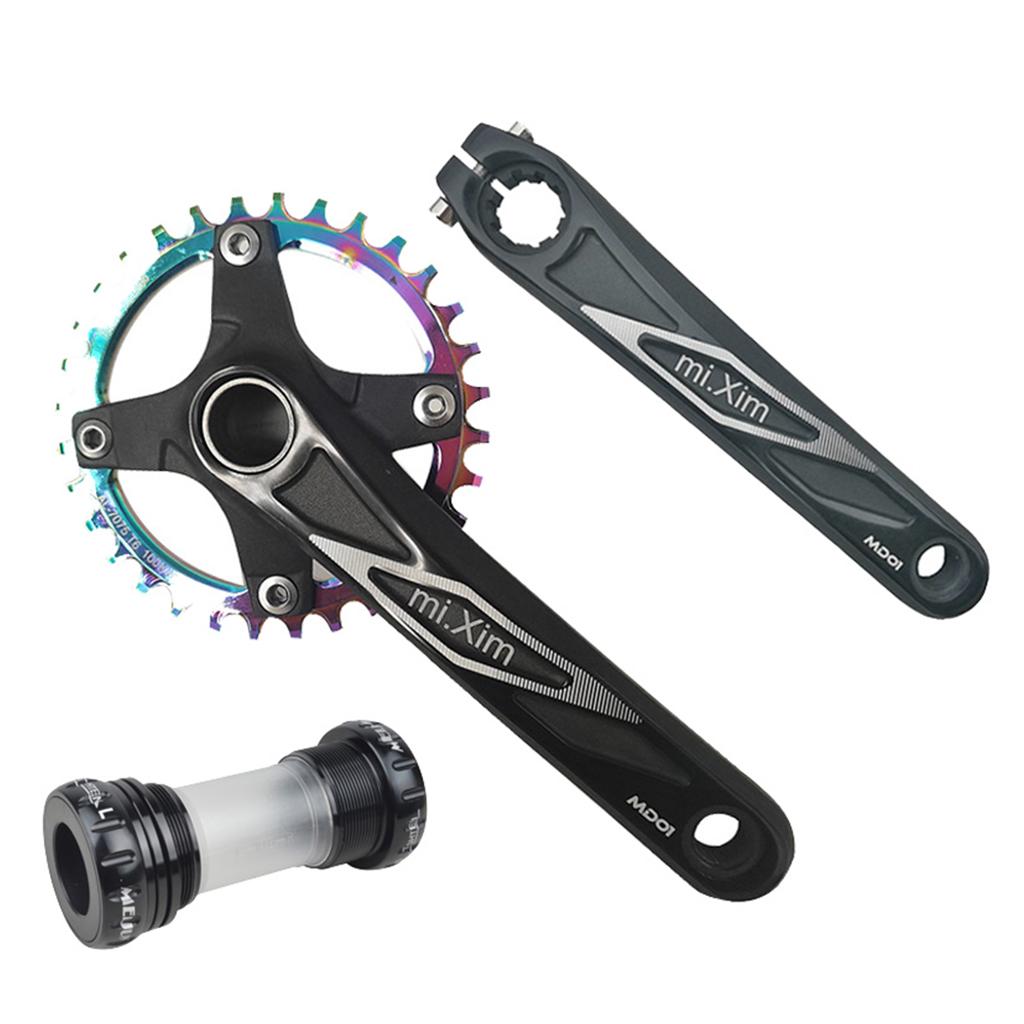 170mm Crank , 104 BCD Ultralight Crank Arm, Mountain Road Crank with Bottom Bracket and Chainfor