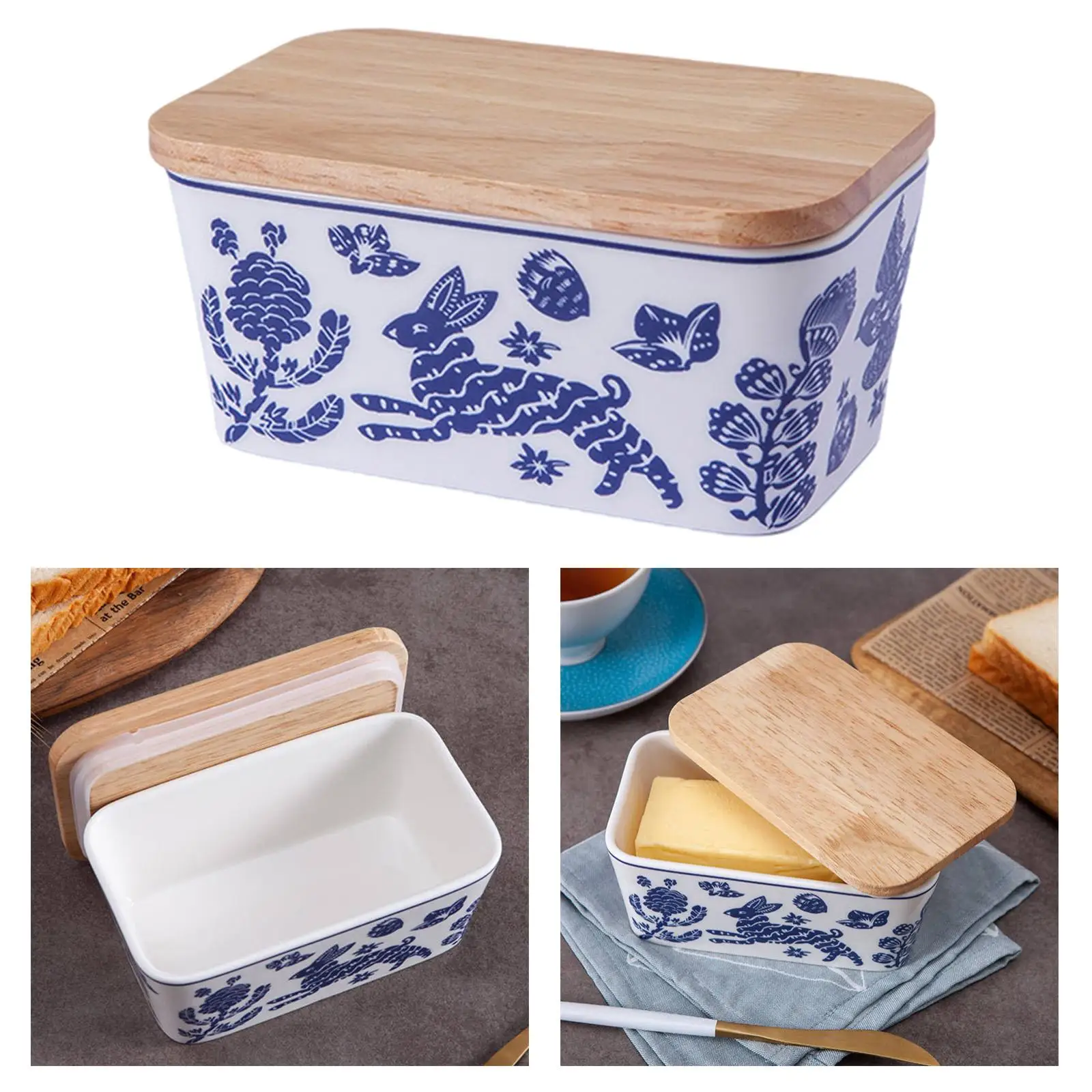 Multifunctional Butter Dish Dishwasher Safe Crisper Easy Clean Sealing Dish Tray for Refrigerator Dining Room Seasonings Butter