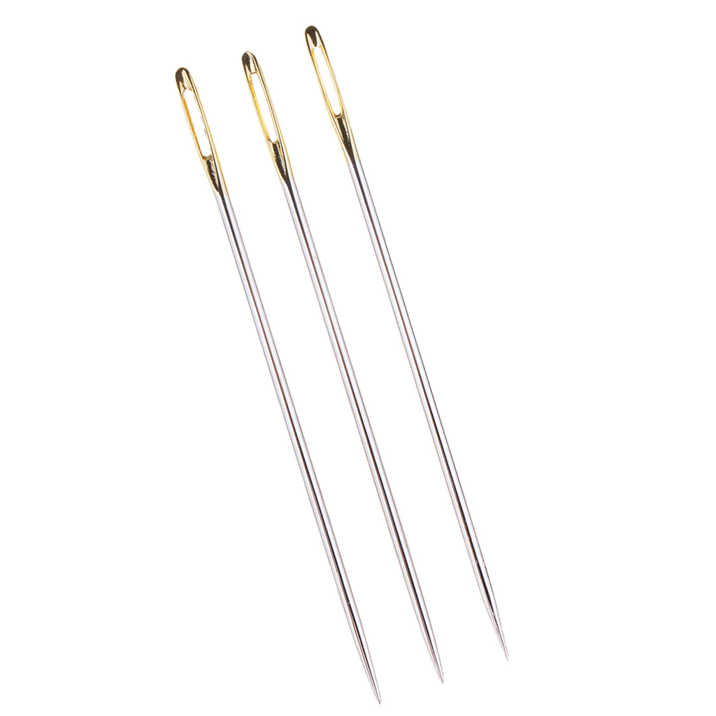 Description Picture 4 of item3 Pieces Extra Long Large Eye Stitching Needles, Steel, Embroidery & Darners Tool, Easy Thread Hand Sewing Needle