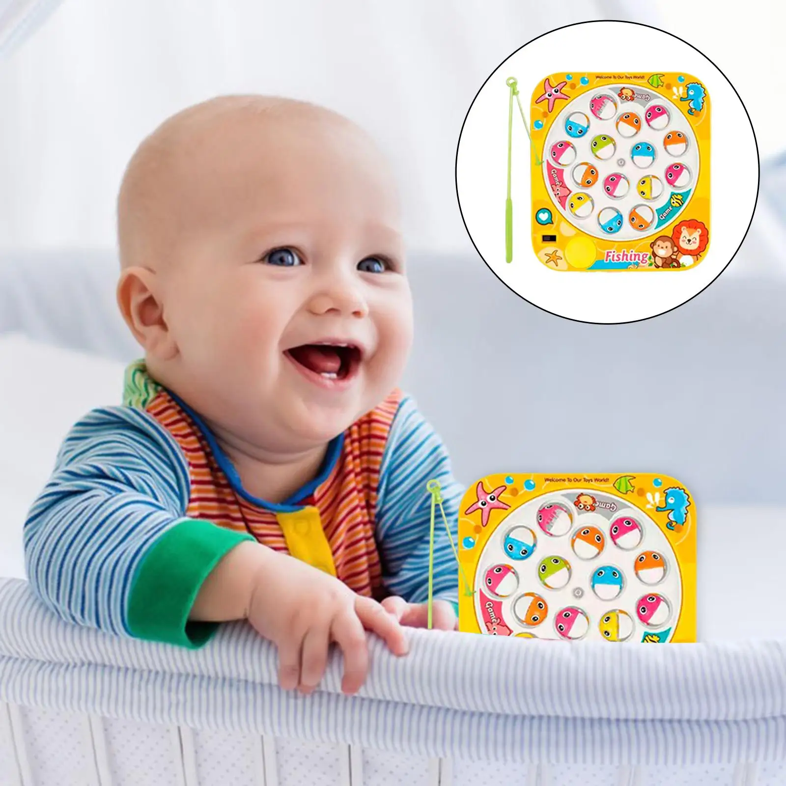 Electric Fishing Game Musical Toy with Music and Light Battery Powered for Baby Kids