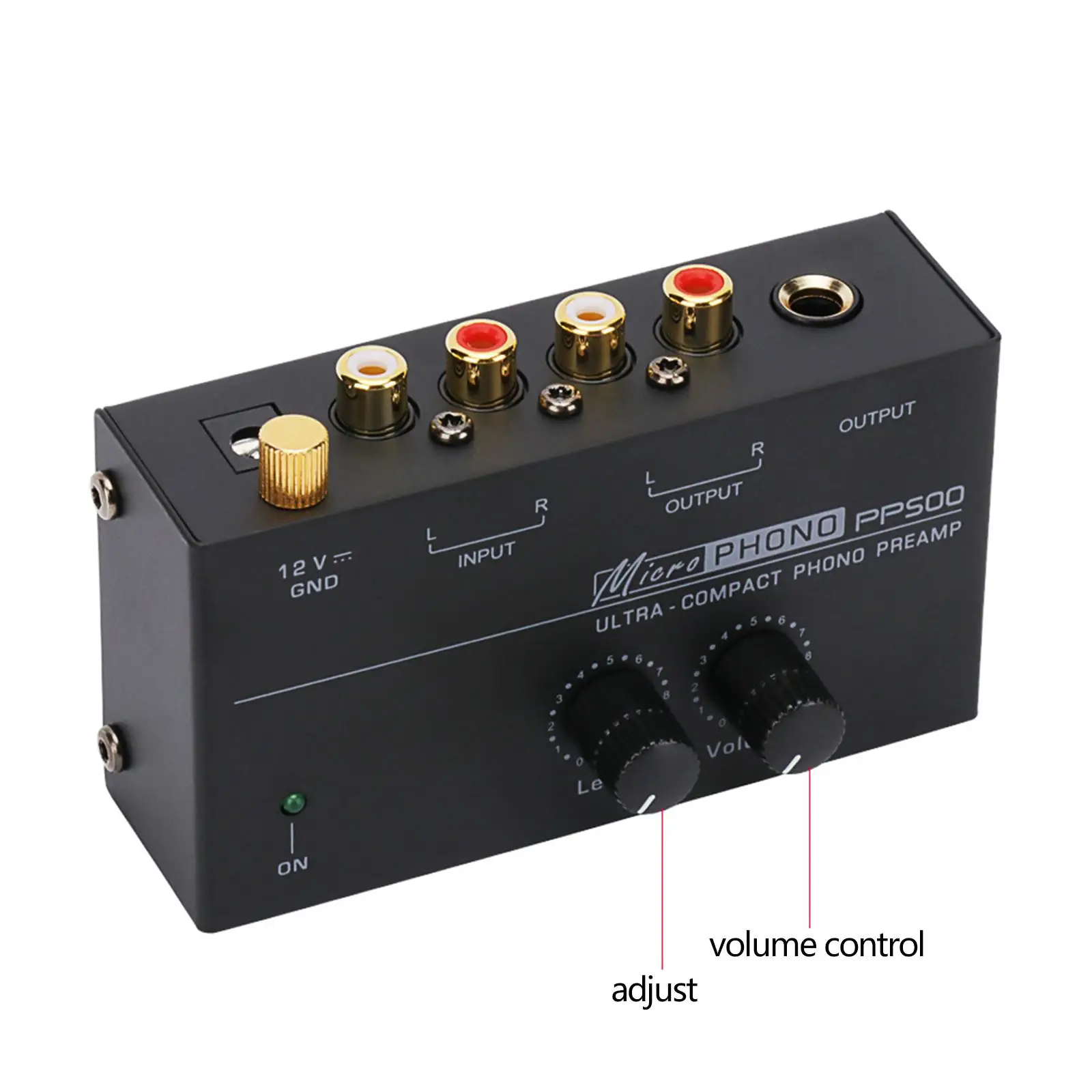 Phono Preamp for Turntable RCA Input, RCA Output DC 12V Compact Record Player Preamplifier Phonograph Preamplifier for Computers