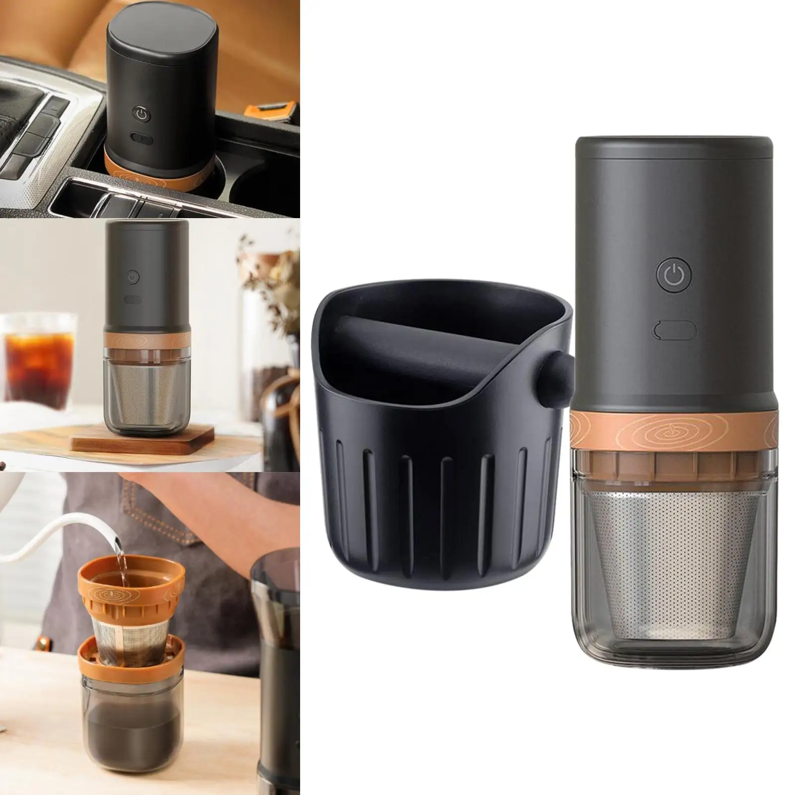 Portable Electric Coffee Grinder with Coffee Equipment Slag Bucket Small Coffee Bean Grinder for Office Travel Outdoor