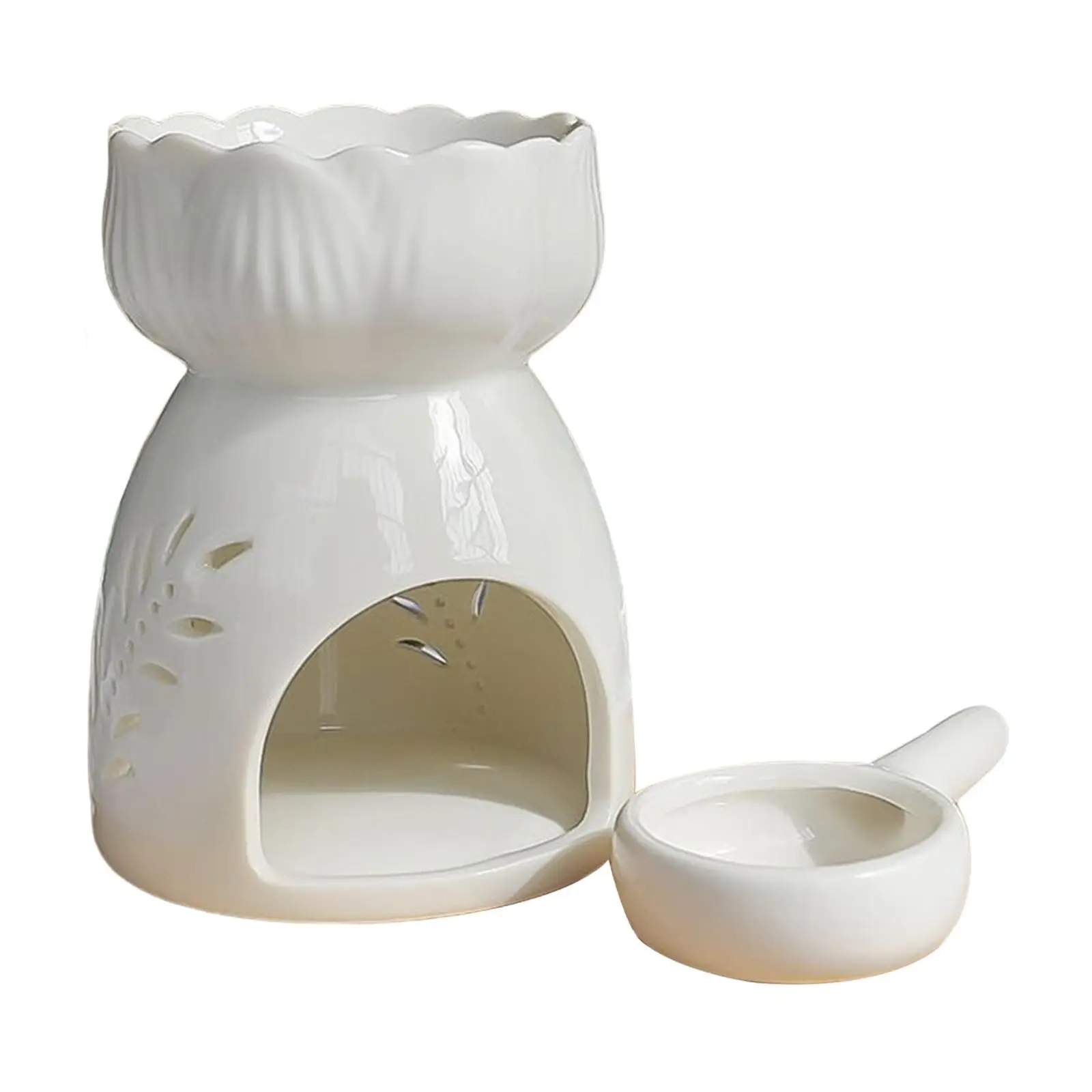 Portable Ceramic Tealight Holder Elegant Burner Essential Oil Burner Lamp for Wedding Indoor Home Decoration