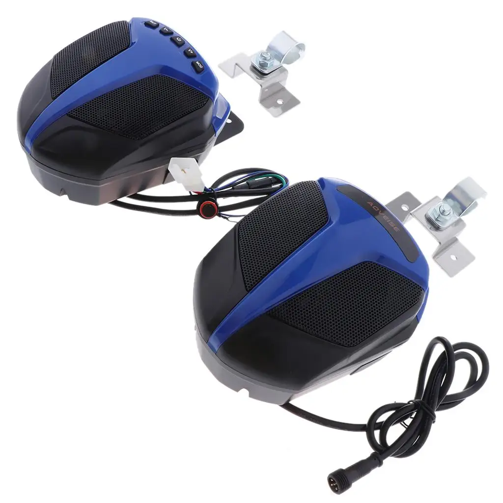 Waterproof ATV Audio System Stereo Speakers MP3 USB (Blue