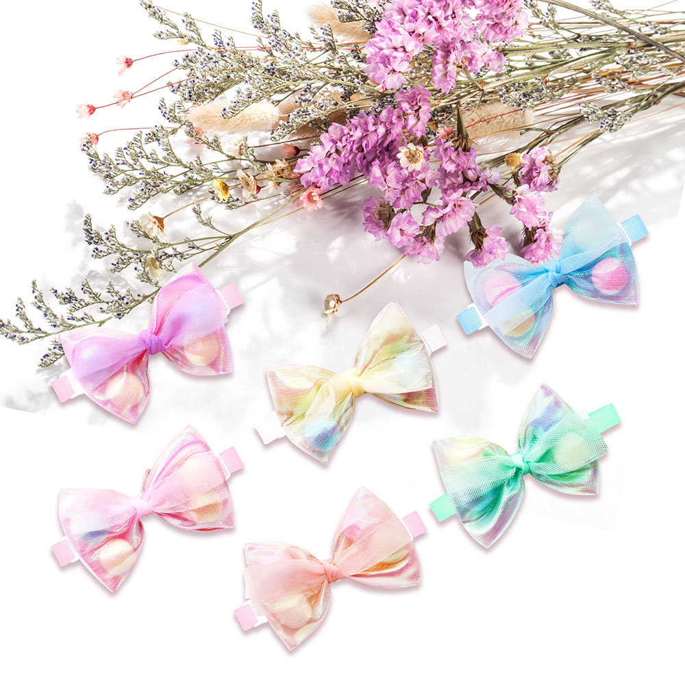 50PCS Lace Bow Ties for Small Dog Adjustable Dog Collar Cat Collar Cute Pompoms Bowties for Puppy Dog Grooming Accessories