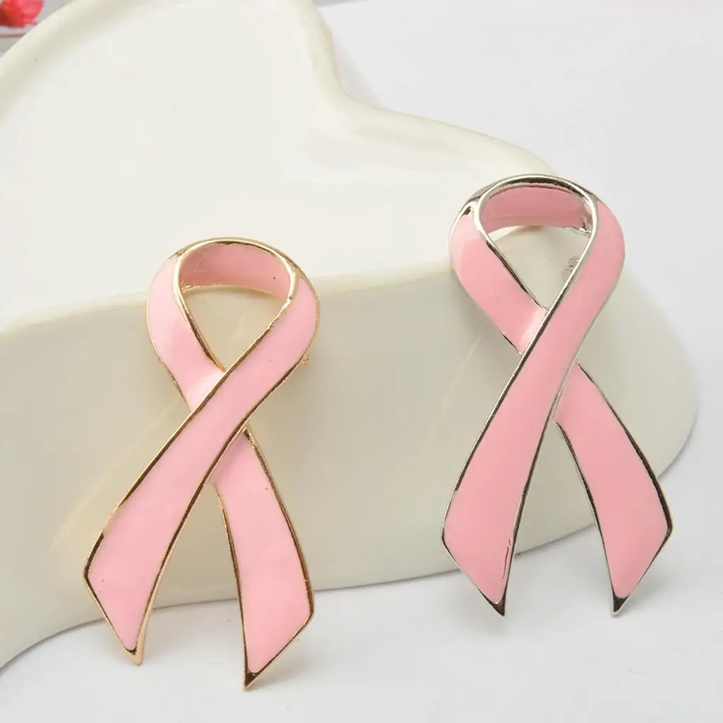 Pink Enamel Breast Cancer Awareness Charity Ribbon Brooch Pin Jewelry Gift