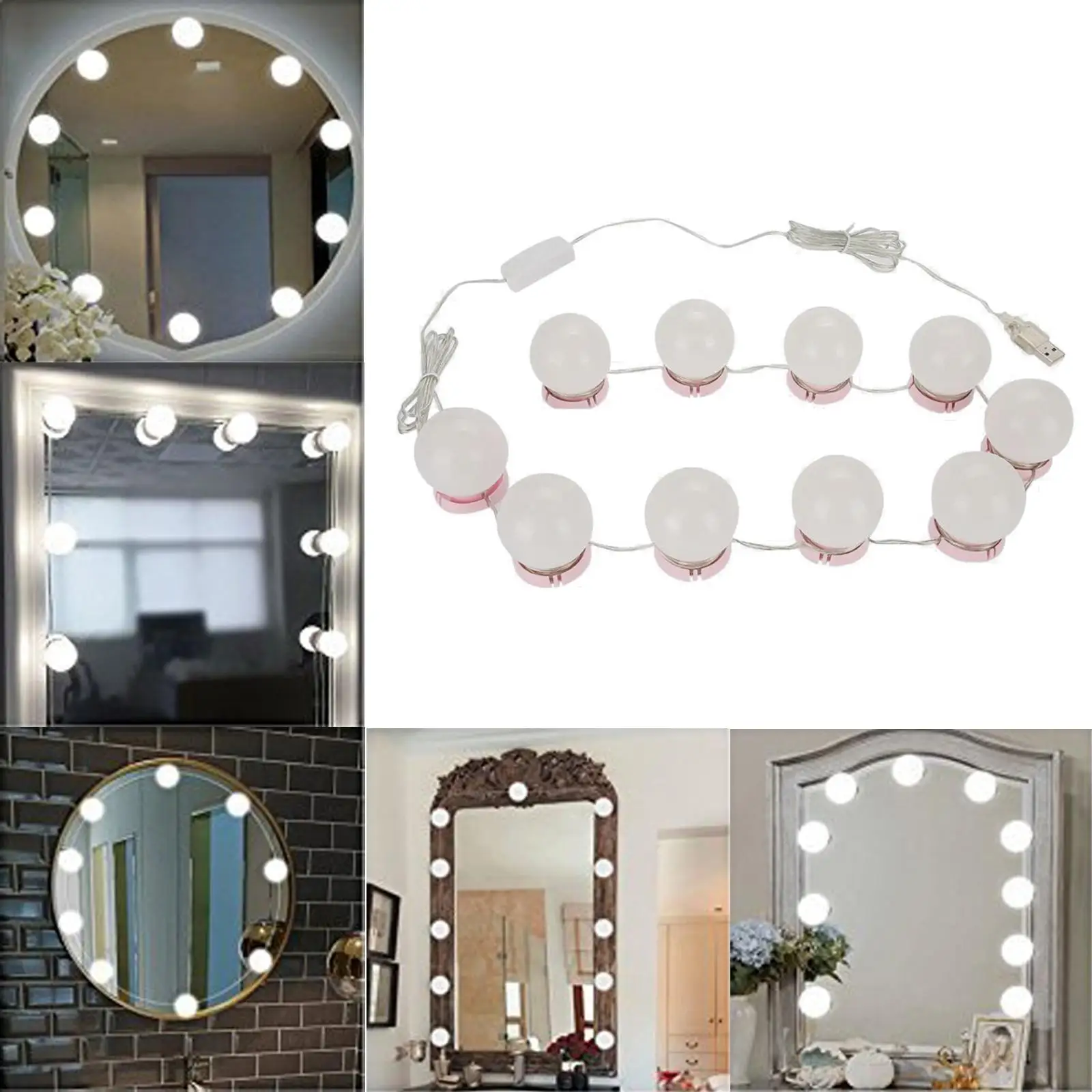 3 Colors Vanity Mirror Lights Kit Professional Detachable Dimmable Bright Vanity Mirror Lights for Dressing Room Restroom Decor