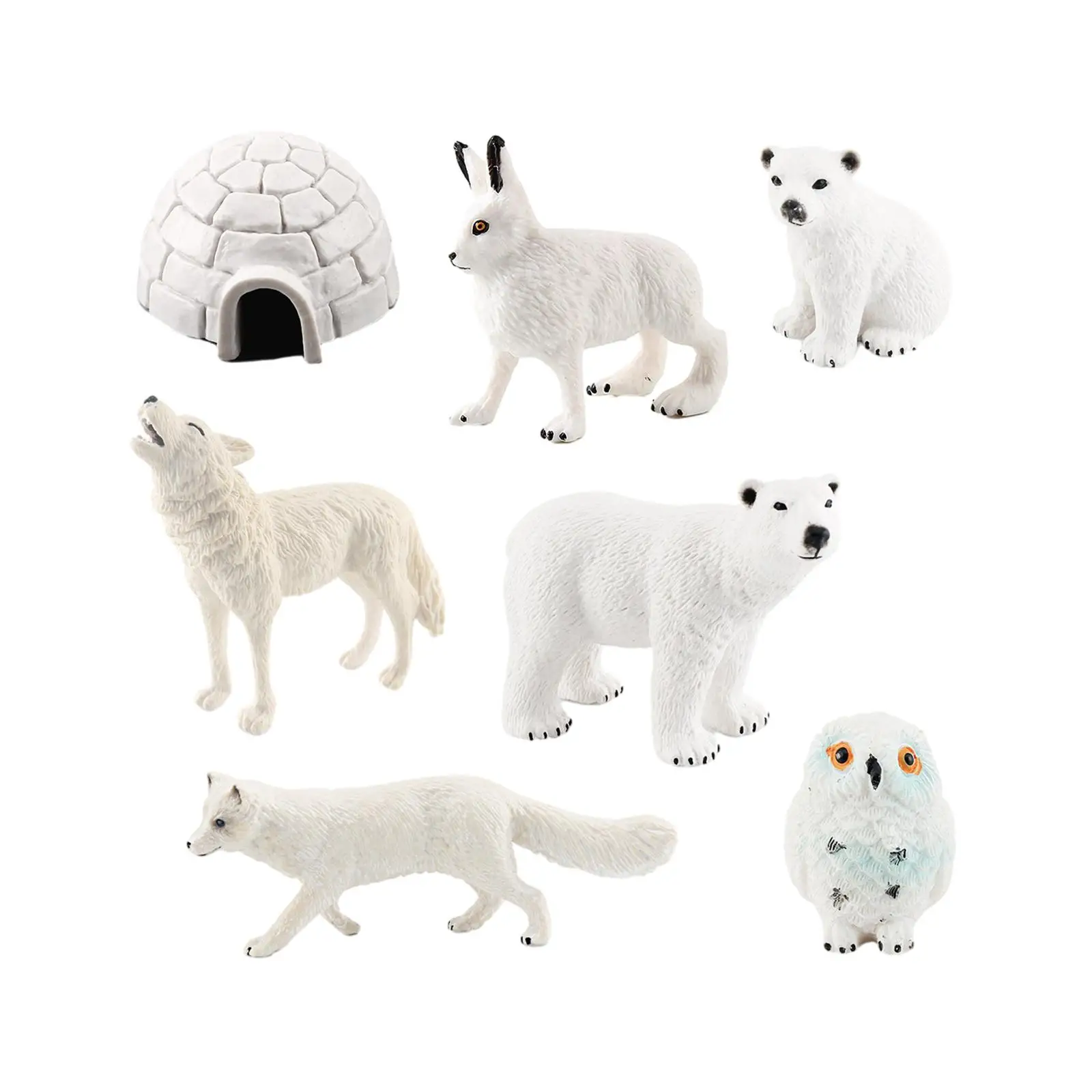 7x Arctic Animal Model Crafts for Birthday Gift Cake Topper Theme Party