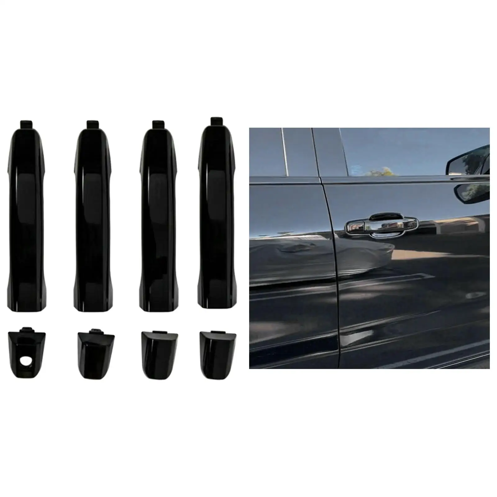 4Pcs Door Handles Kit Gloss Black Fits for GMC Sierra 14-18 Parts 23236150