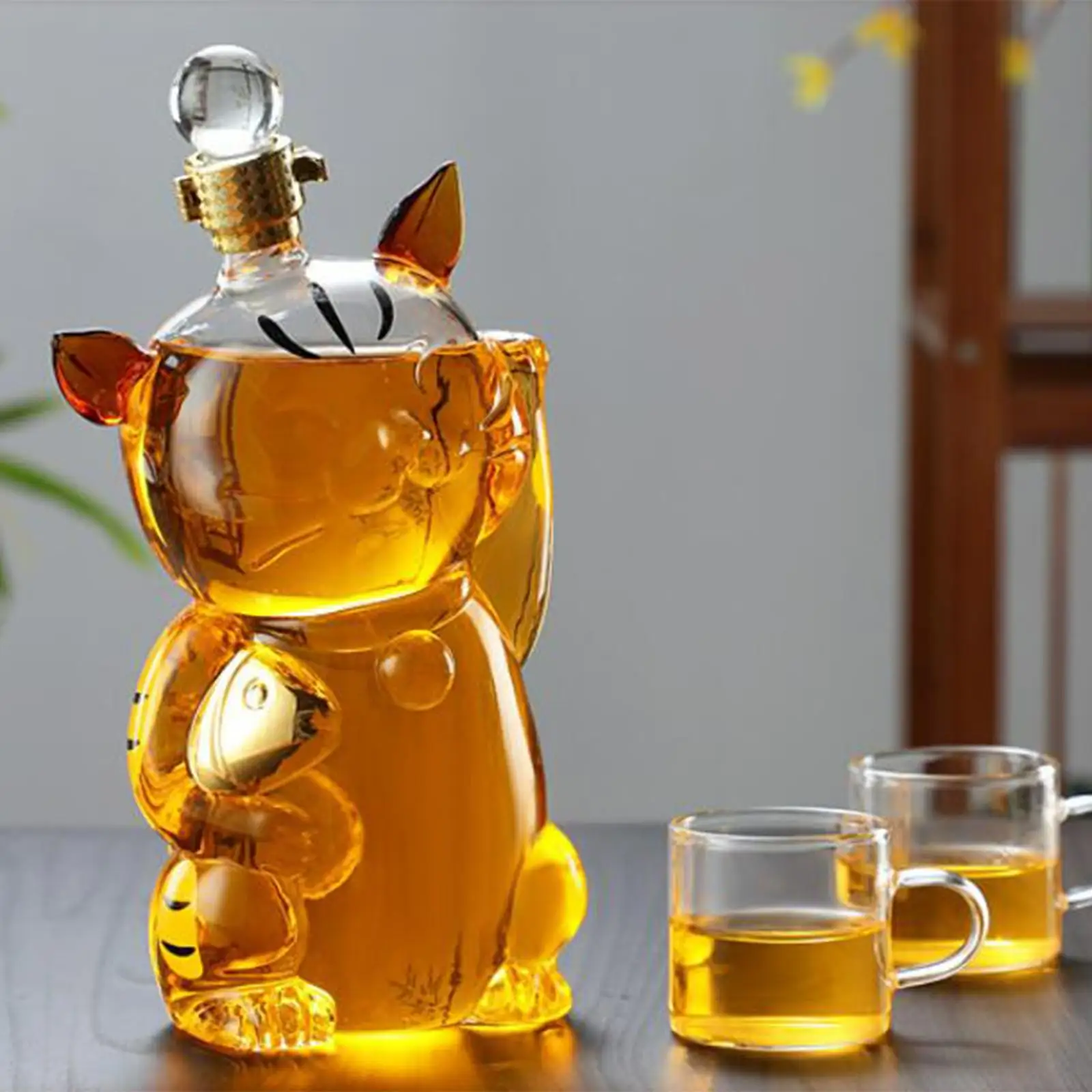 Large Decanter Holder with Stopper High Borosilicate Glass for Decoration