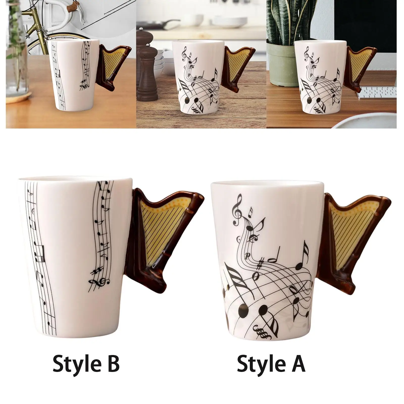 Ceramic Tea Mug Drinking Water Mug Drinking Cup Music Mug 250ml Harps Shape Porcelain Mugs for coffee Yogurt Milk