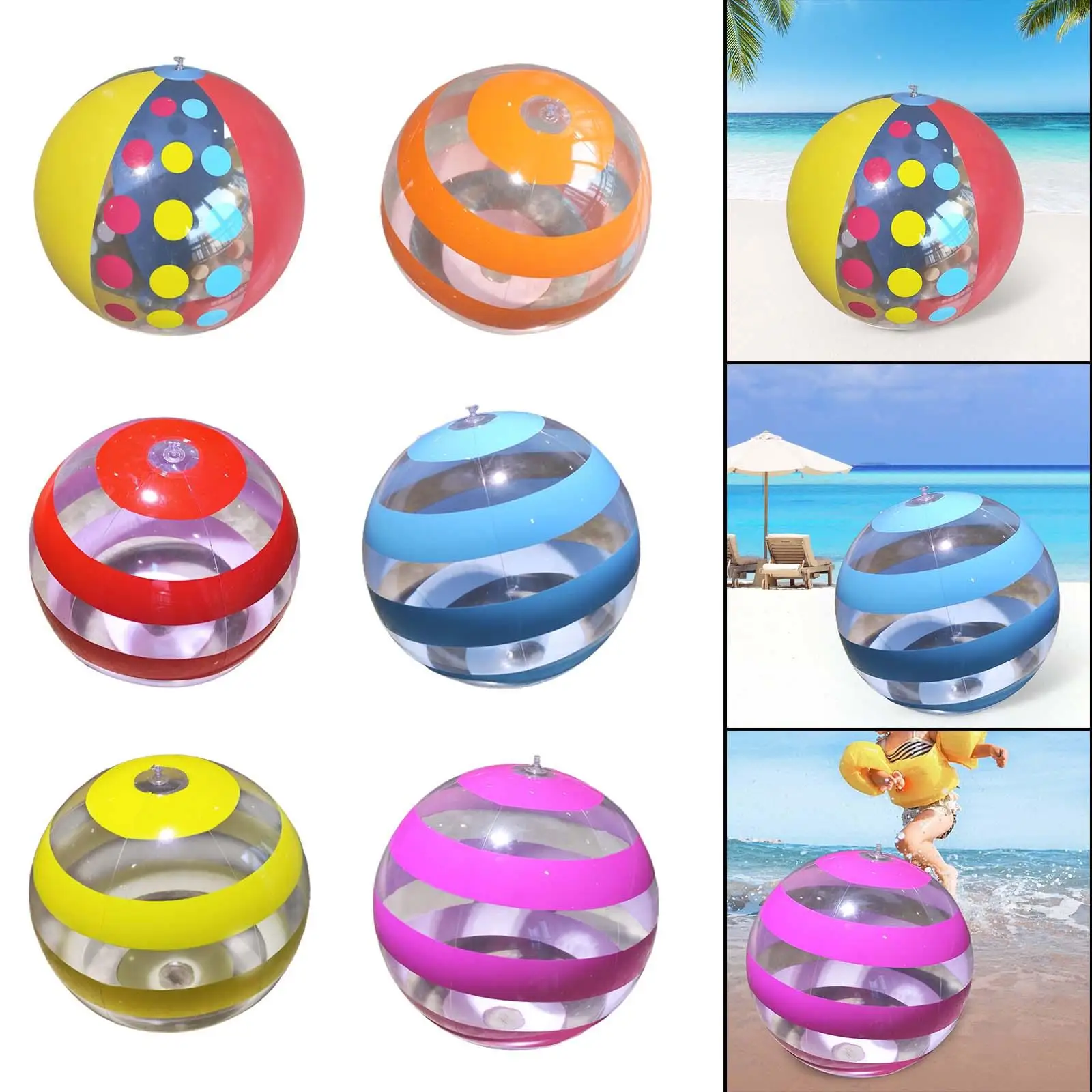Beach Ball PVC Leakproof 15.75`` Pool Party Favor Summer Water Games Blow Balls for Pool Beach Summer Holiday Lake