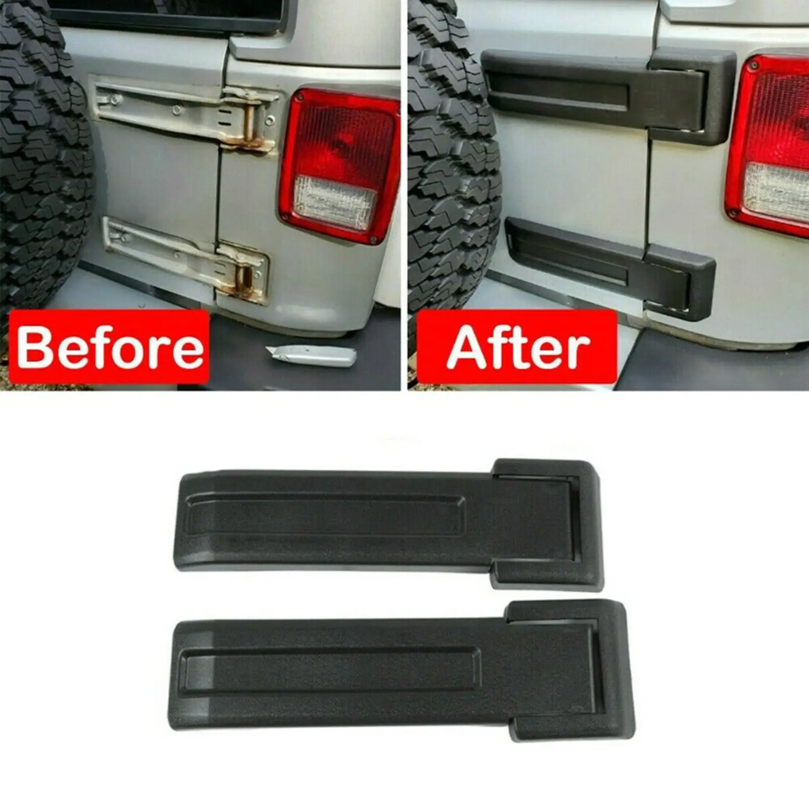 2 Pieces Tailgate Hinge Covers Trim Premium for Jeep Wrangler JK Jku