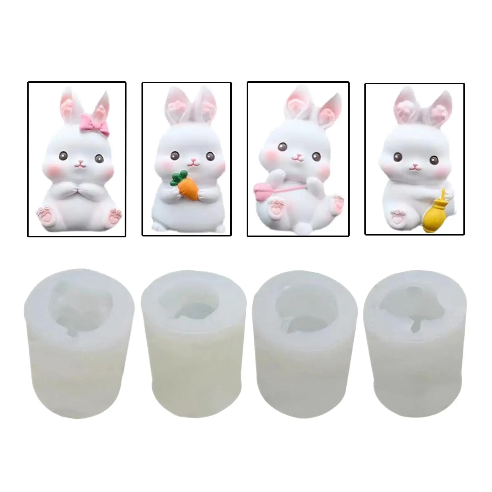 4 Pieces Bunny Chocolate Moulds Cute Silicone Bunny Cake Moulds Bunny Baking Mould for Cream Dessert Mousse