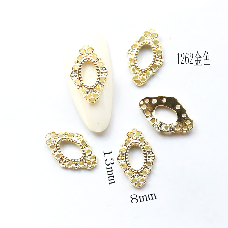20 Stück Vintage Nail Art Rahmen vier Farben Multi-Formen Retro Legierung Nageldesigns Charms große Edelsteine für Nagelzubehör 2025 – Detail 12