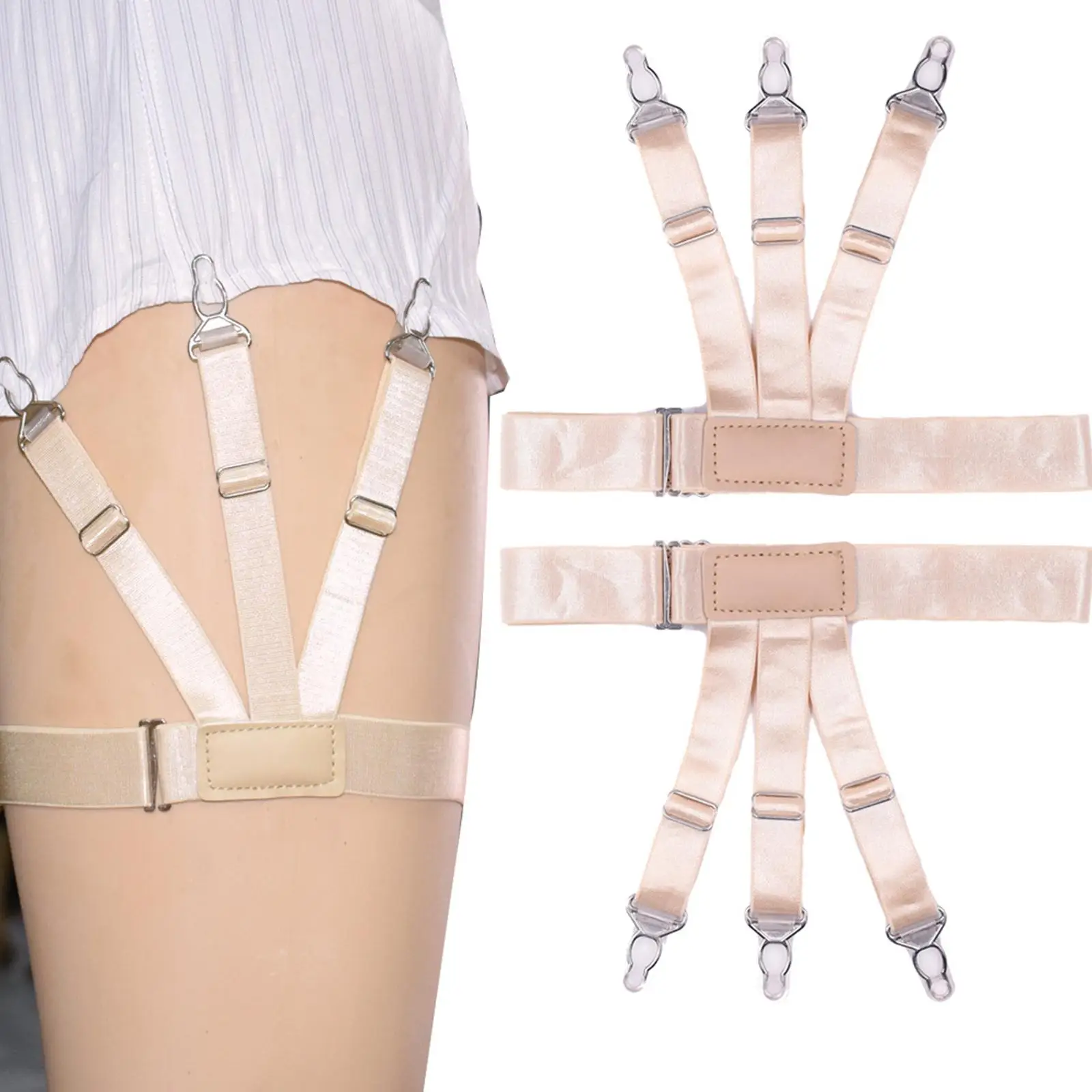 Shirt Stays Thigh Suspenders Comfortable with Non Slip Locking Clips Elastic Shirt Garters for Unisex Keeping Shirt Tucking