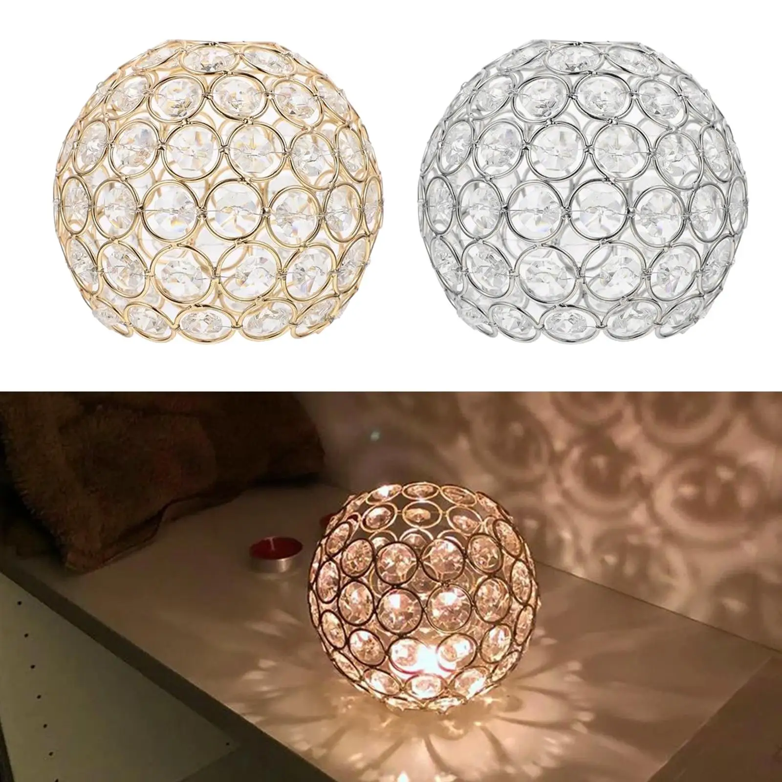Shiny Ceiling Light Shade Replacement Cover Fitting Chandelier Crystal Lampshade Only for Wedding Bathroom Home Library Party