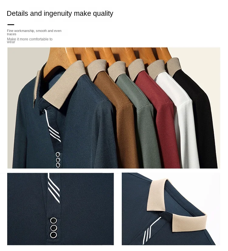 Polo de tela transpirable de alta gama para hombre, camisa de manga larga con solapa, informal, de negocios, de diseño, a la moda, M-4XL, otoño, 2023