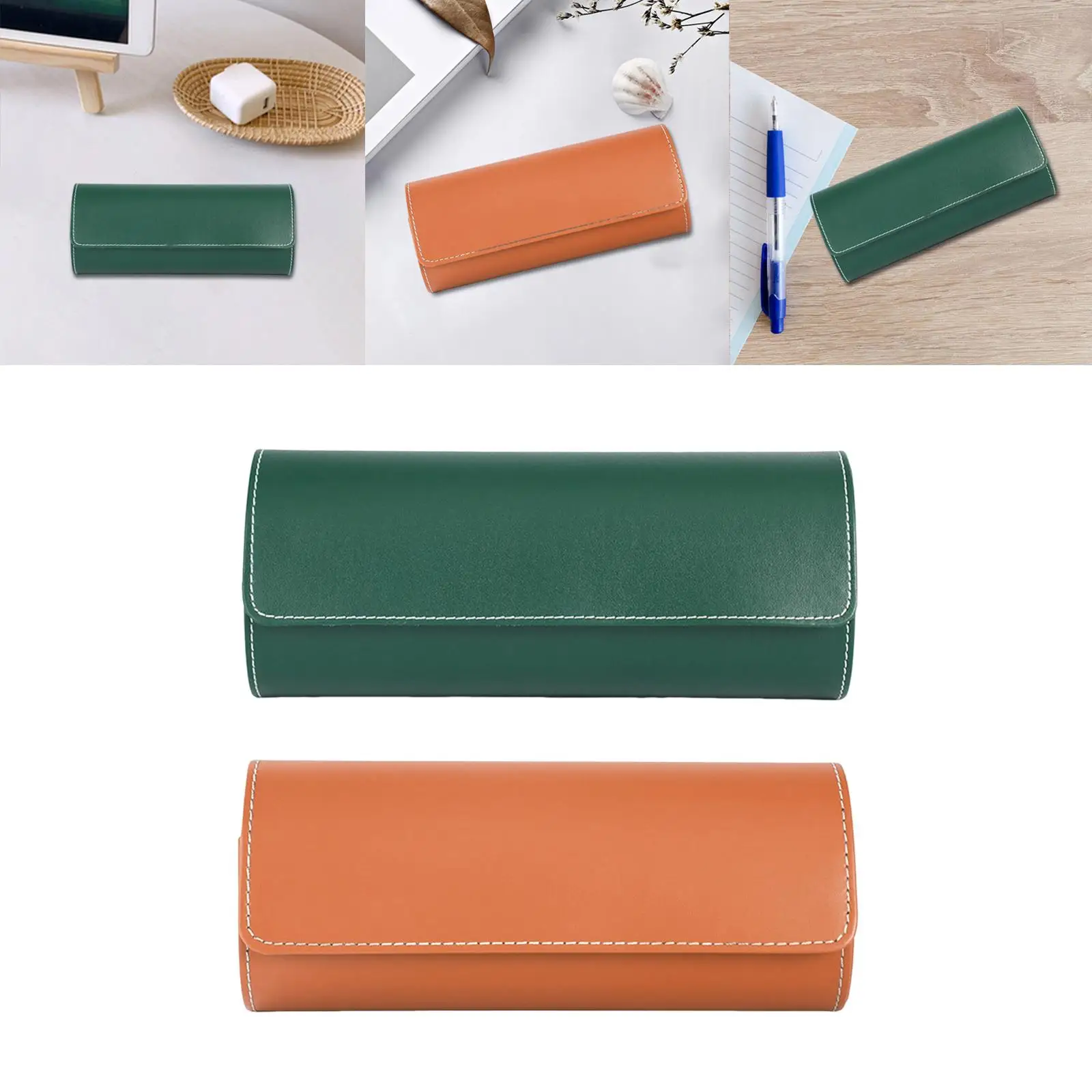 Watch Roll Case, with Removable Pillows, PU Leather Slots Organizer Watch Travel Case,