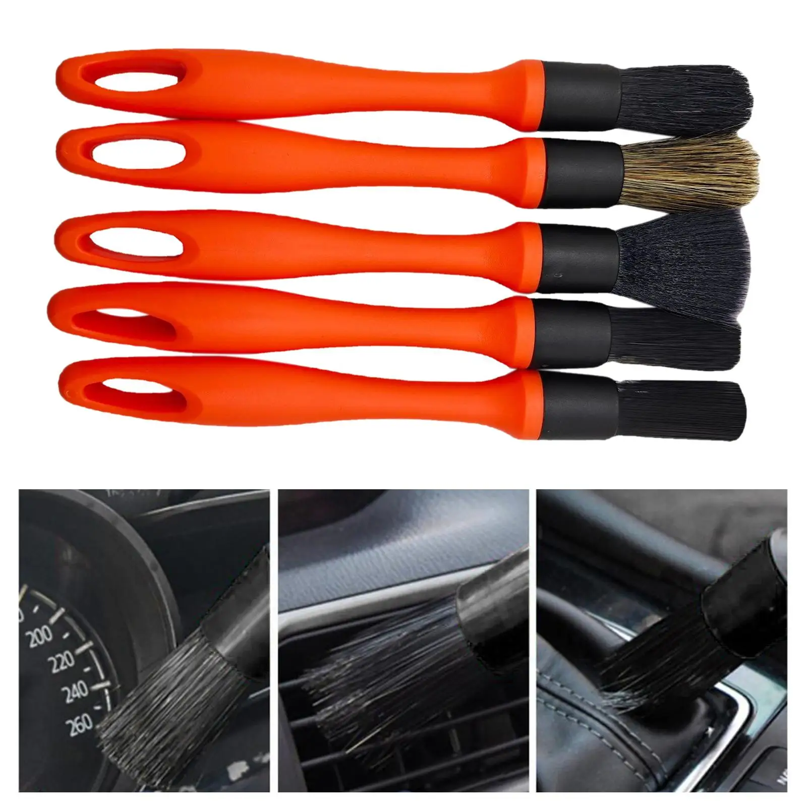 5 Pieces Car Interior Cleaning Brush Comfortable Grip Dust Removal Brush for Console Truck Interior Air Conditioner SUV Exterior