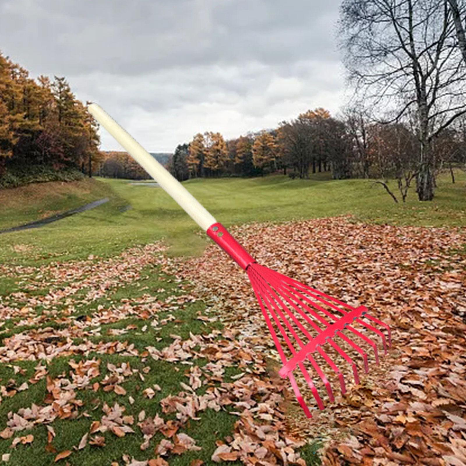 Grass Leaf Rake Ergonomic Lightweight Garden Rake Camping Rake for Loosening Soil Lawns Dethatching Lawn Leaves Cleaning Grass