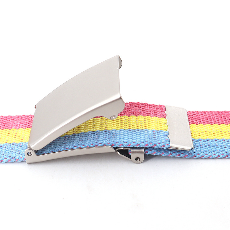 3.8X120cm Simple Design Stripe Rainbow Style Male and Female Students Youth Casual Canvas Jeans Women Belt Clothing Accessories