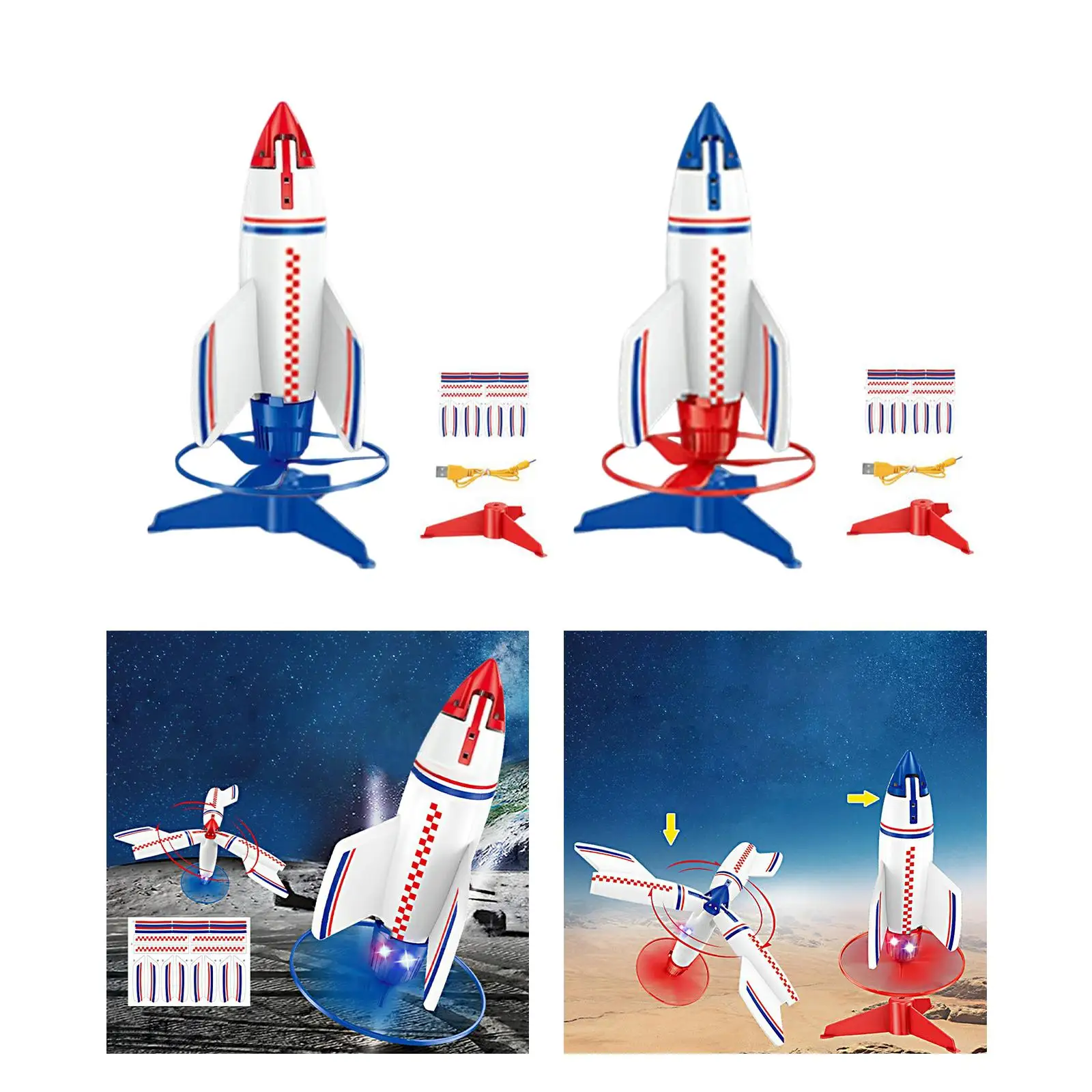 rocket Launcher Toys Fly Higher with light Outdoor Toy Rockets Model Foam Rockets Games Activities for Boys and Girls