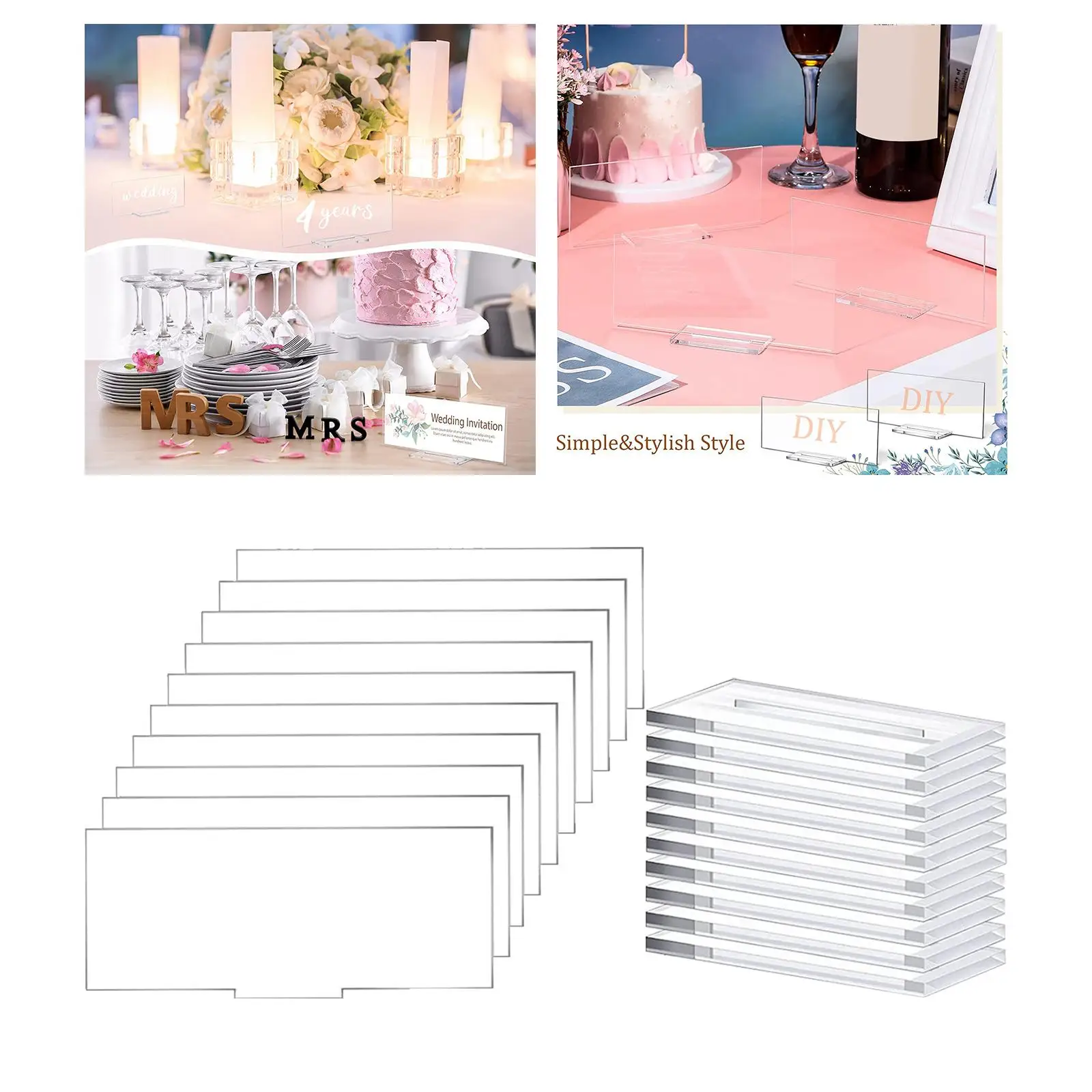 10x Acrylic Place Cards Name Signs Cards Seating Cards for Wedding Birthday