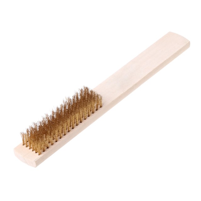 6 Inch Wood Handled Scratch Brush Brass Bristles