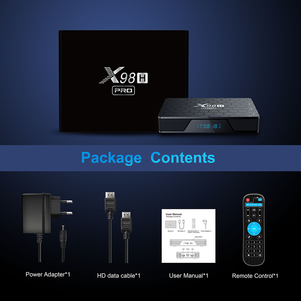 Title 8, 1000M X98H Pro Smart TV Box Android 12 Quad Cor...