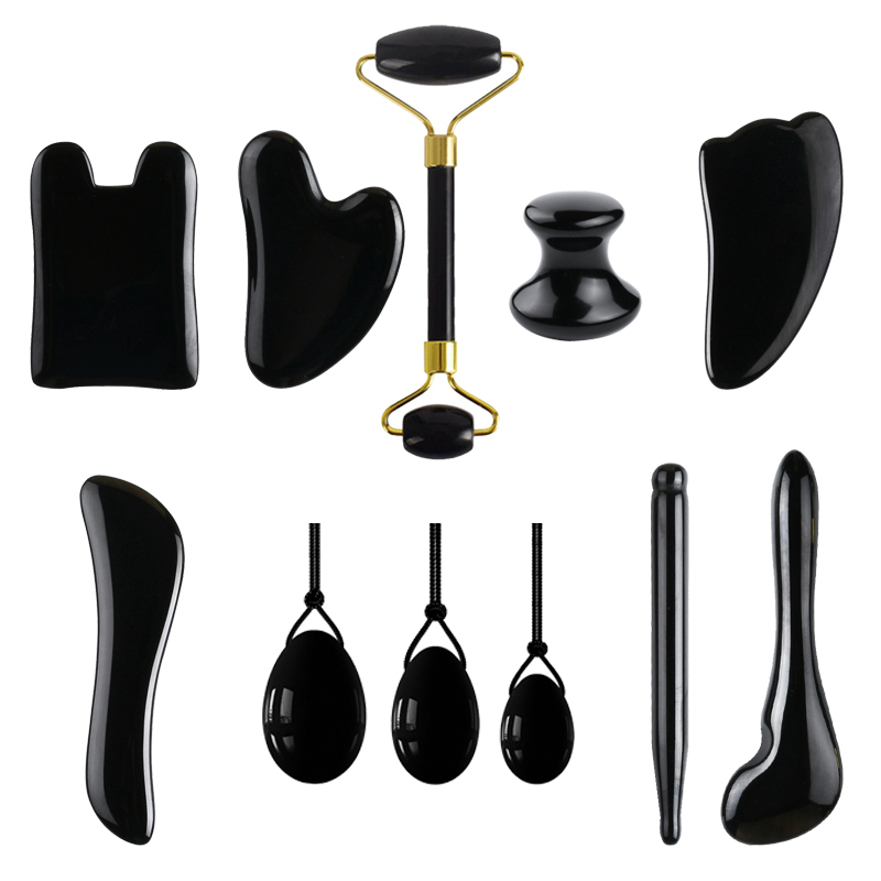 Best of 1Pcs Obsidian Jade Roller Gua Sha Natural Jade Scraper Black Gouache Guasha Yoni Egg Massagers For Face Lift Spa Anti-Aging Tool Reviews & Tips