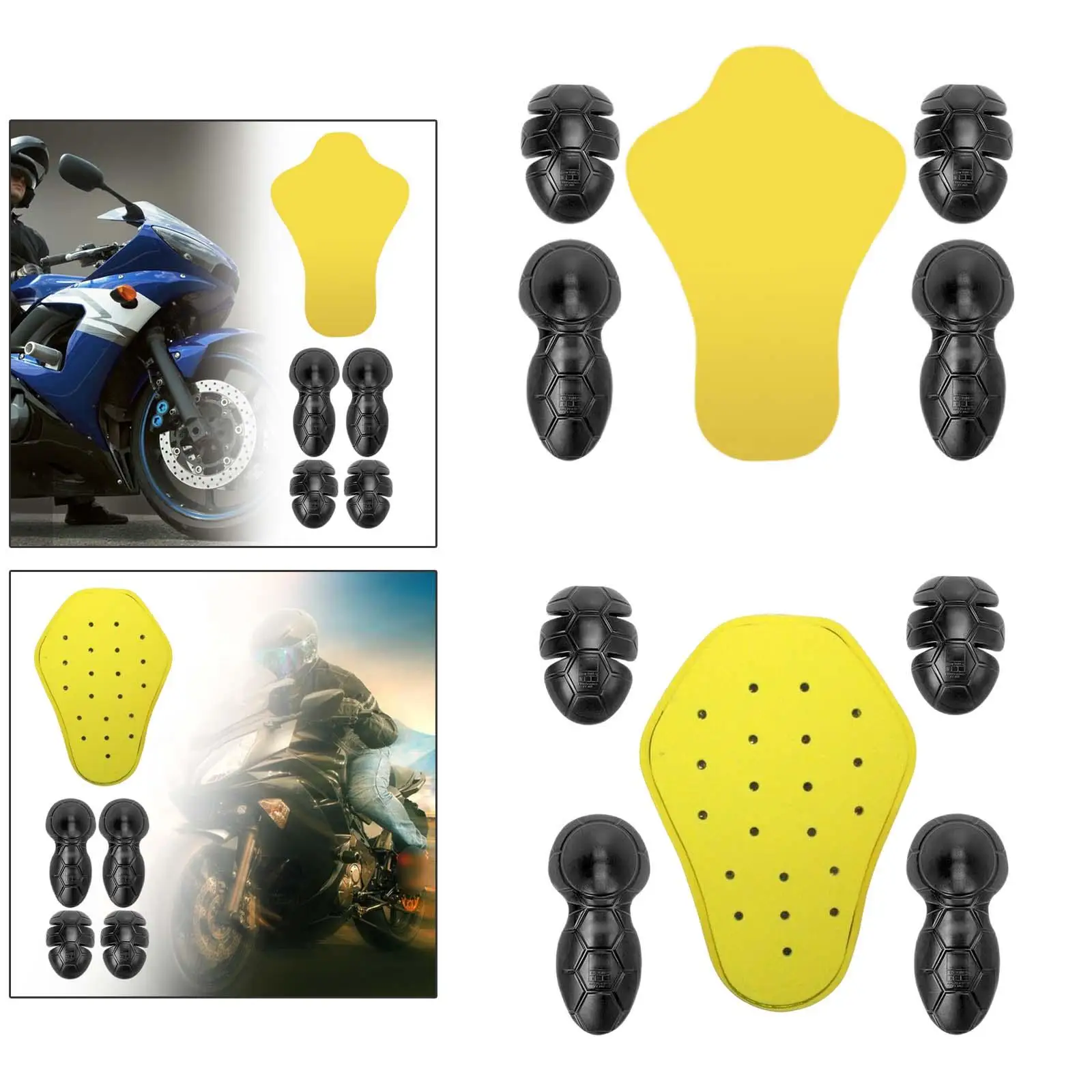 5 Pieces Removable Motorcycle Armour Set Elbow Knee Back Pad Clothing Protector for Riding Outdoor Cycling for Men Women