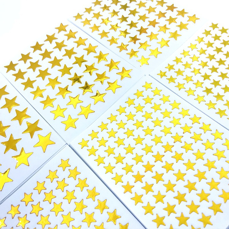 10sheets/bag Gold Star Sticker Stamping Five Pointed Star Sticker Student's Reward Sticker Teacher Praise Label