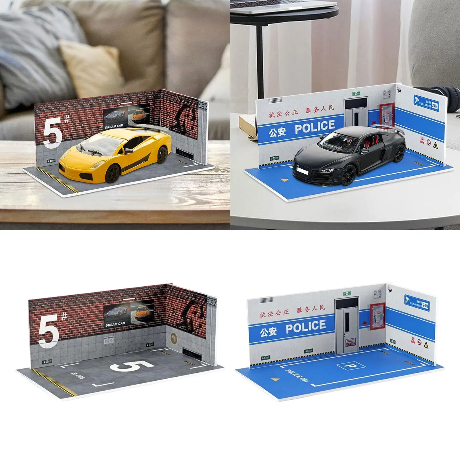 1/24 Car Garage Diorama Model Decoration Layout Models Scenery for Home Micro Landscape Diorama Sand Table Collection Gifts