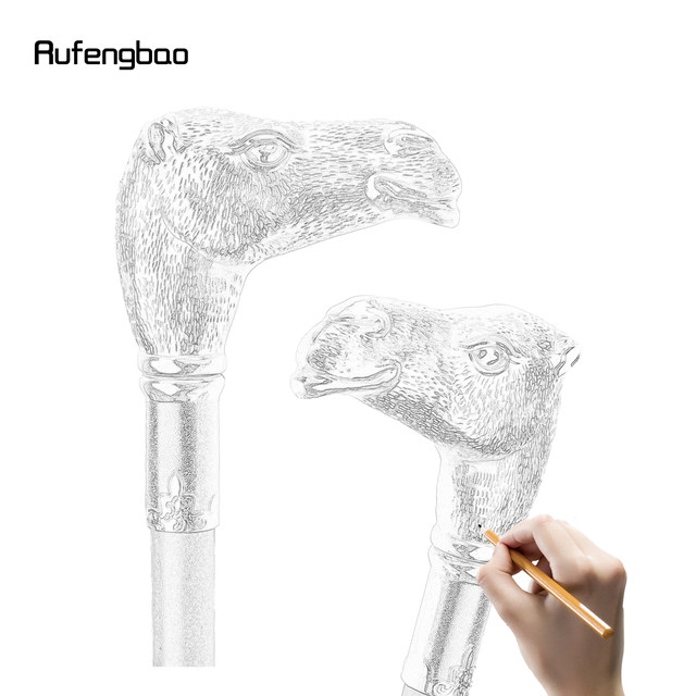 Cheap Silver Camel Head Walking Cane Fashion Walking Stick Gentleman Luxury  Crosier Knob Walking Stick 93cm