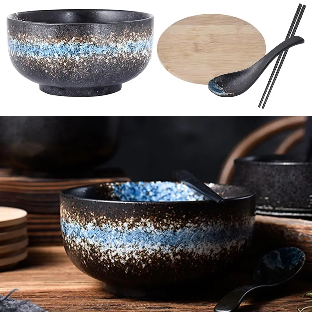 Hand-Pulled Large with Lid And Spoon Soup Noodle Tableware for Kitchen Gifts
