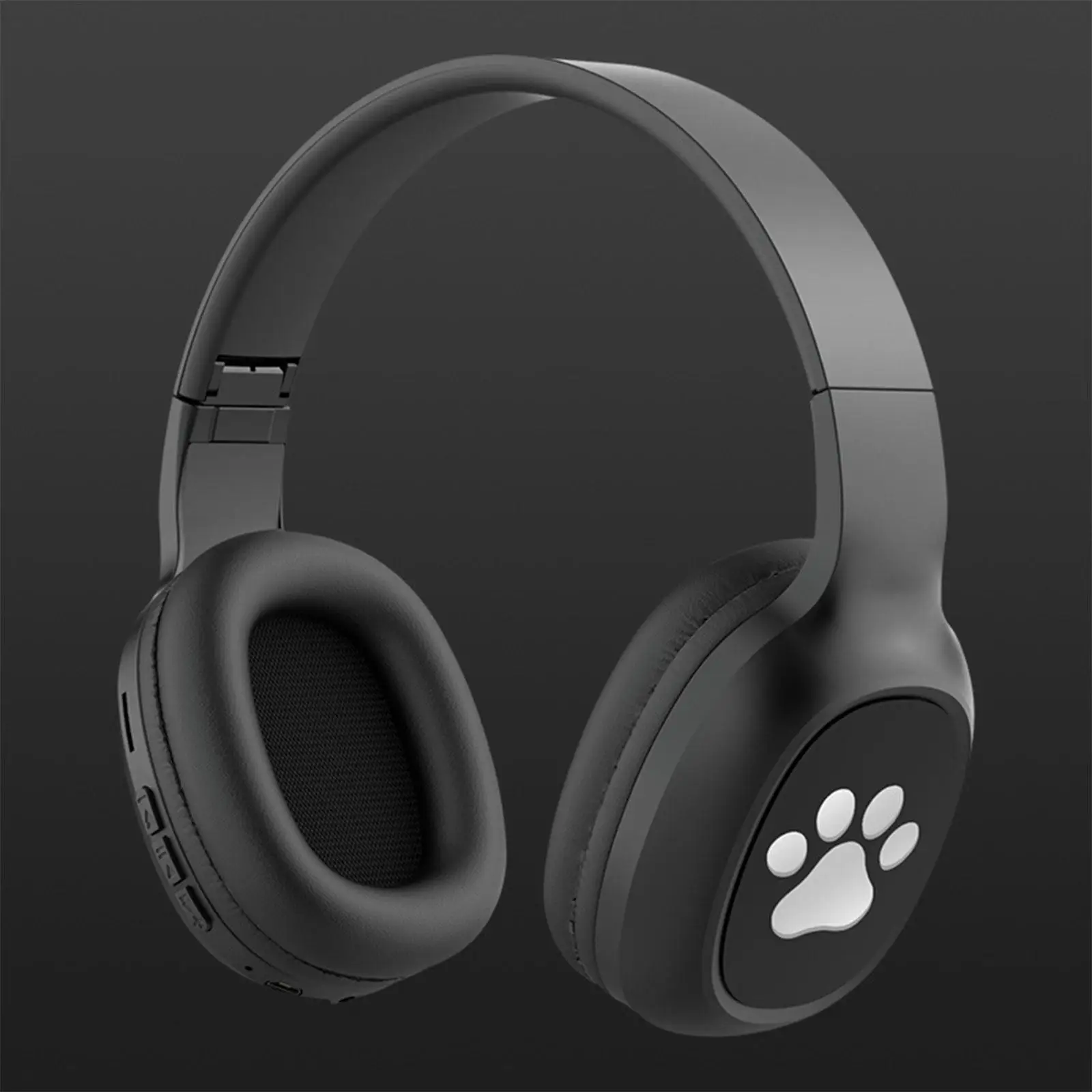 Foldable Wireless Over Ear Headset Cute Cat Paw Design with Mic for Phone PC