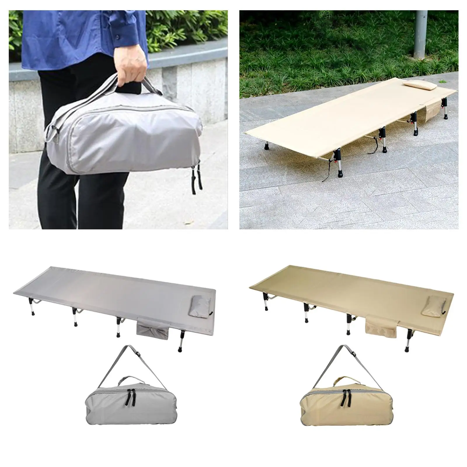 185cm Folding Camping Cot Lightweight 25.6`` Wide Foldable Sleeping Bed Cots for Mountaineering Beach Backpacking Office Travel