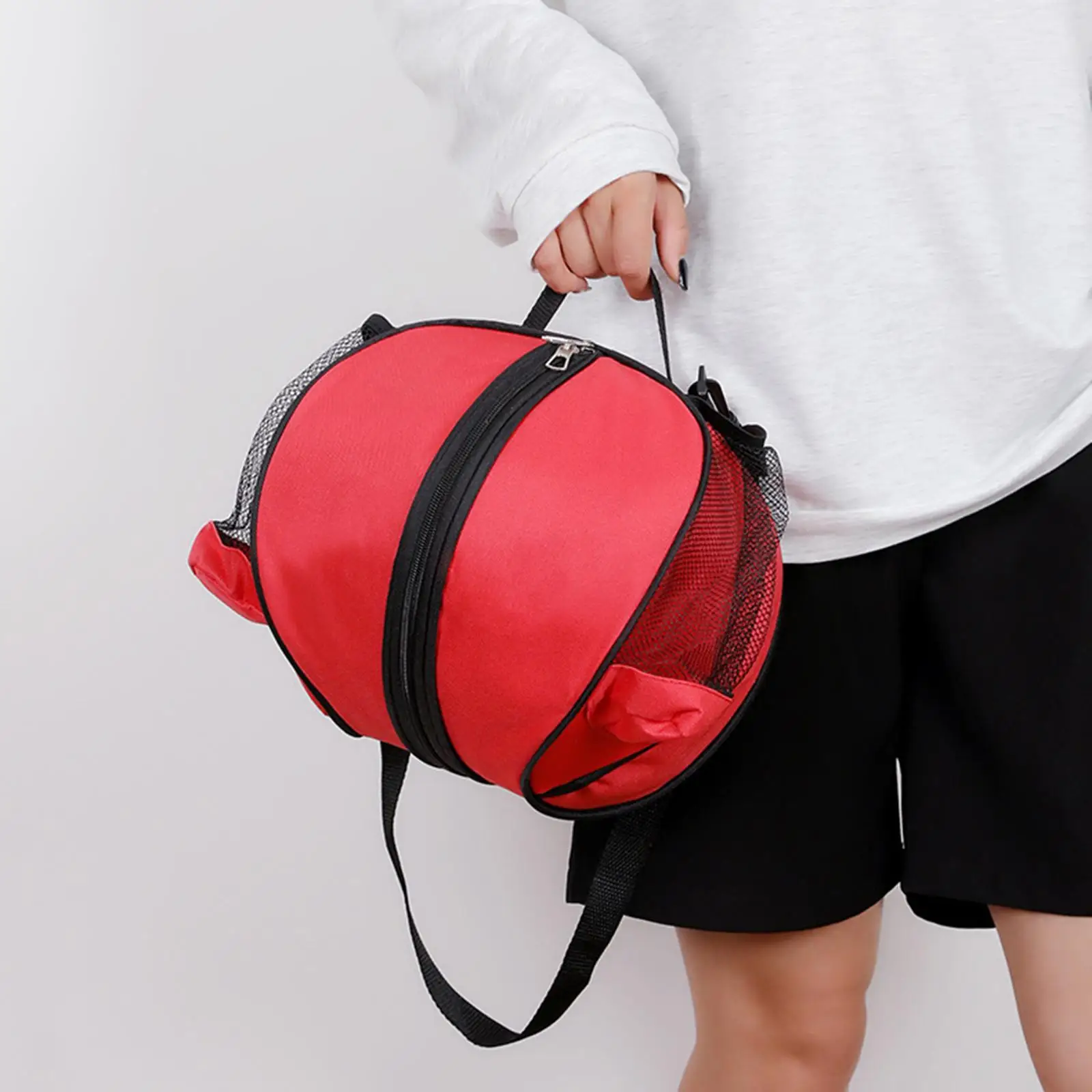 Portable Basketball Shoulder Bag Basketball Tote Bag Dual Zippers Closure