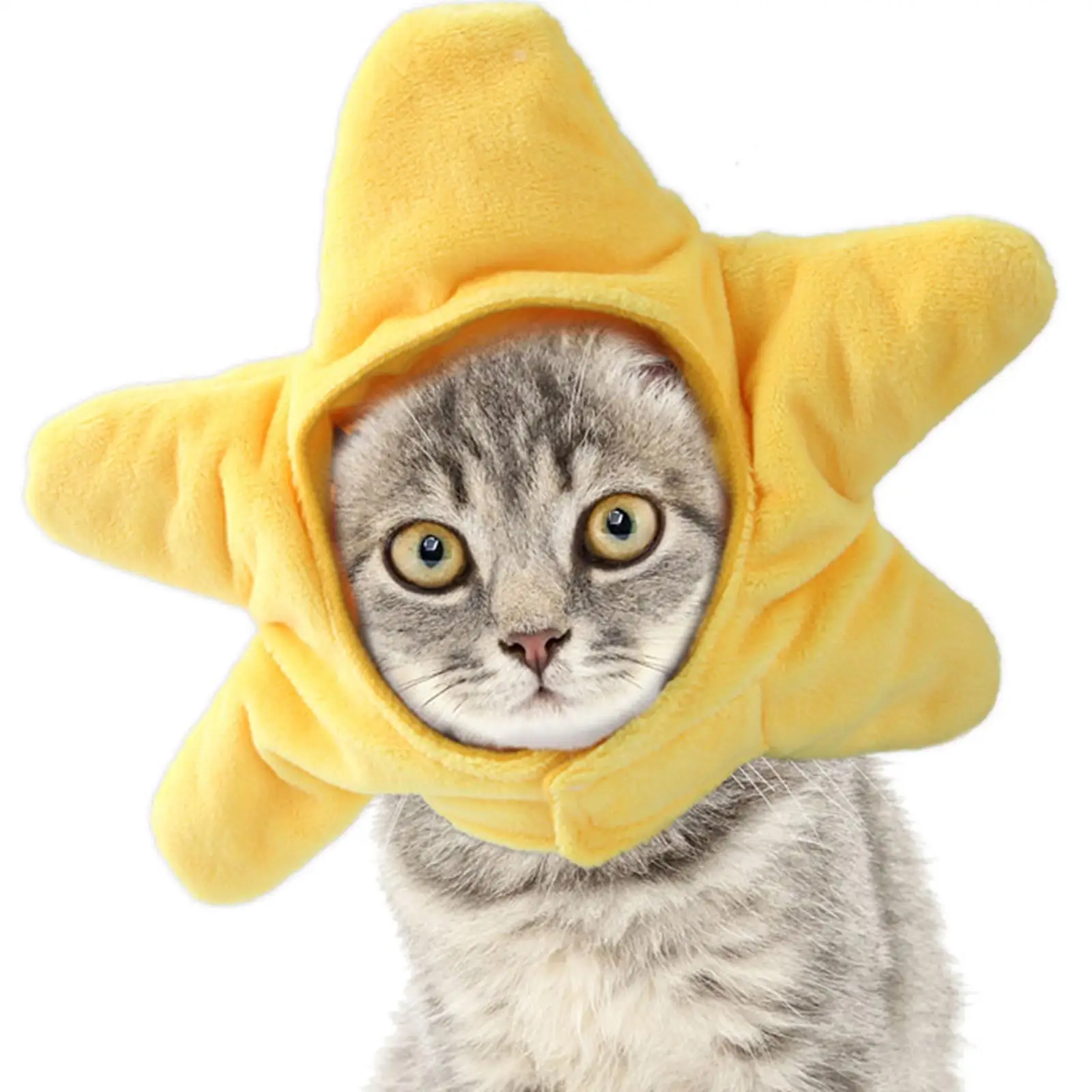 Cat Hat Yellow Shaped Plush Headwear Cap Adorable for Small Dogs Festival Theme Party Dress up