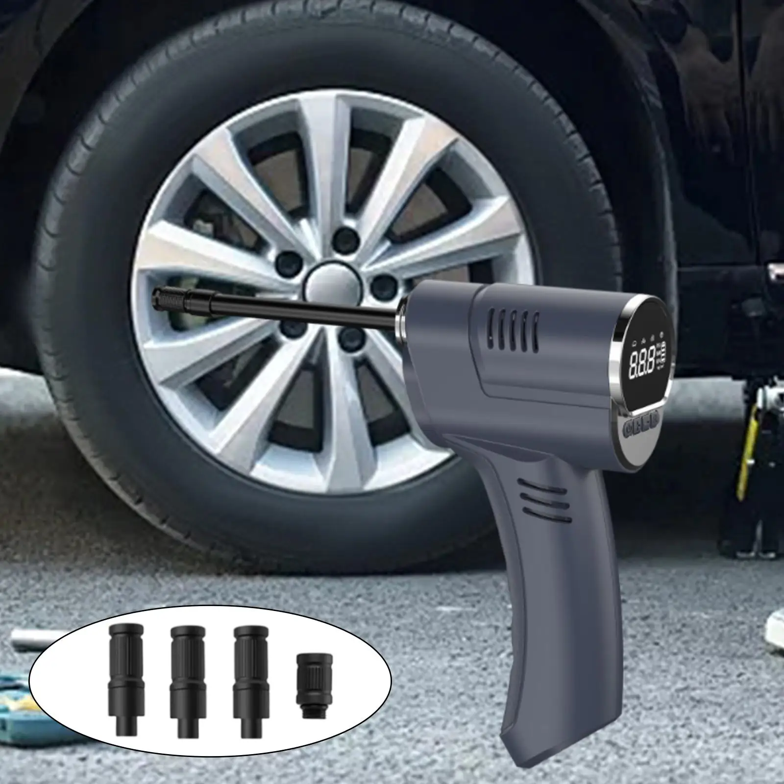 Cordless Electric Digital Tire Pump Car Tire Inflator Handheld Car Tyre Pump USB Charging Rechargeable Digtal Display 7.4V 50W