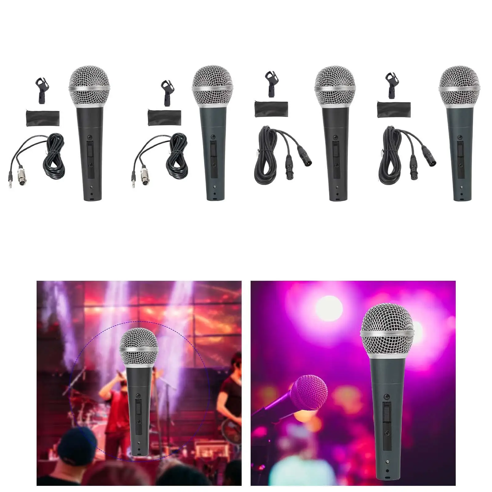 Wired Microphone XLR Detachable Cable with on and Off Switch Long Range Dynamic Cardioid Microphone for Home KTV Speech Wedding