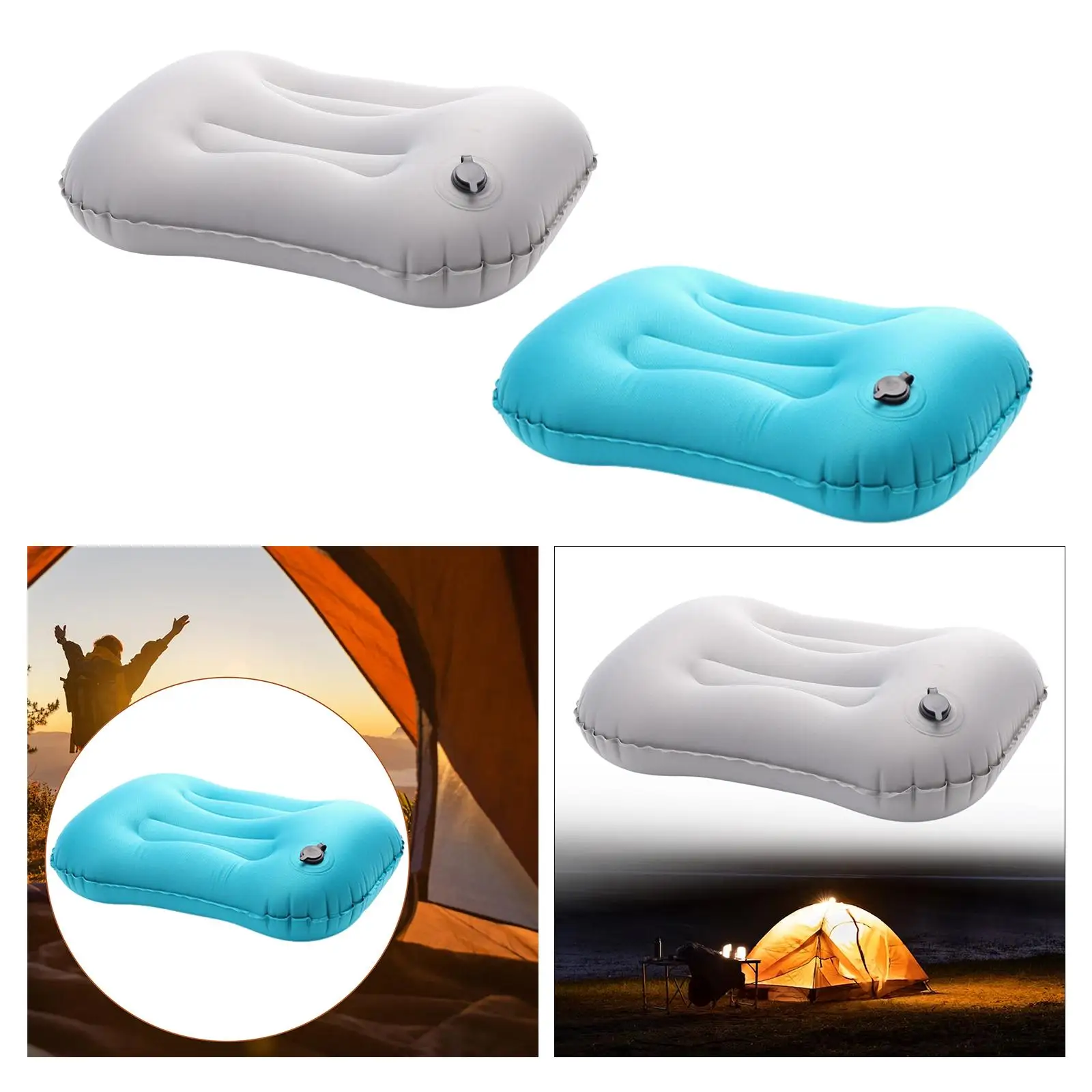 Inflatable Camping Pillow Plane Air Pillow for Neck Support Cushion Travel Pillow for Backpacking Hiking Hammock Traveling Beach