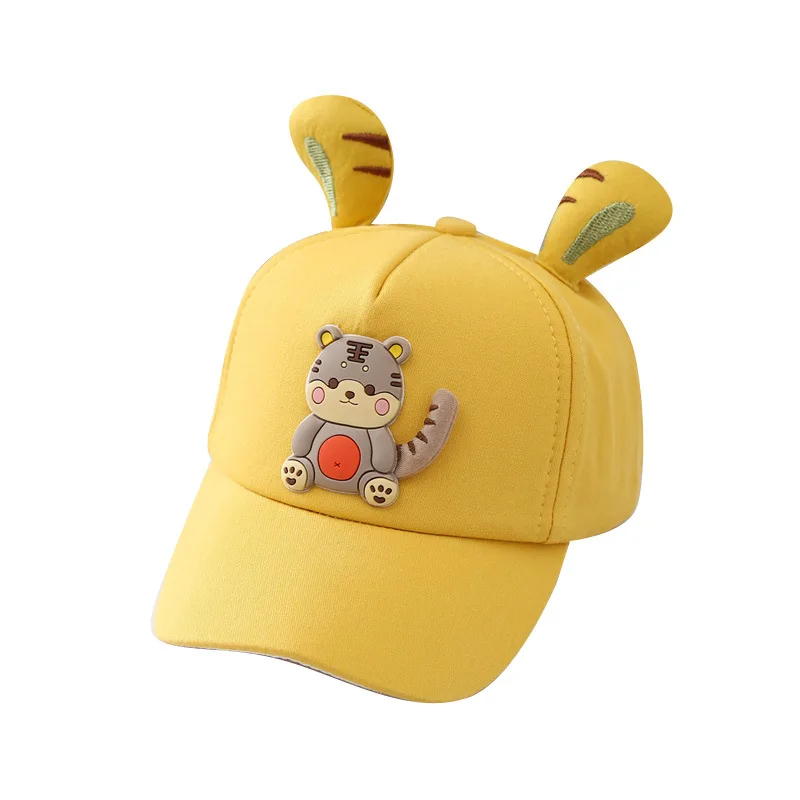 New Cartoon Tiger Baby Baseball Cap Summer Girls Sun Cap Boys Visor Cap Bonnet Infant Cute Ear Cotton Baby Hat child safety seat