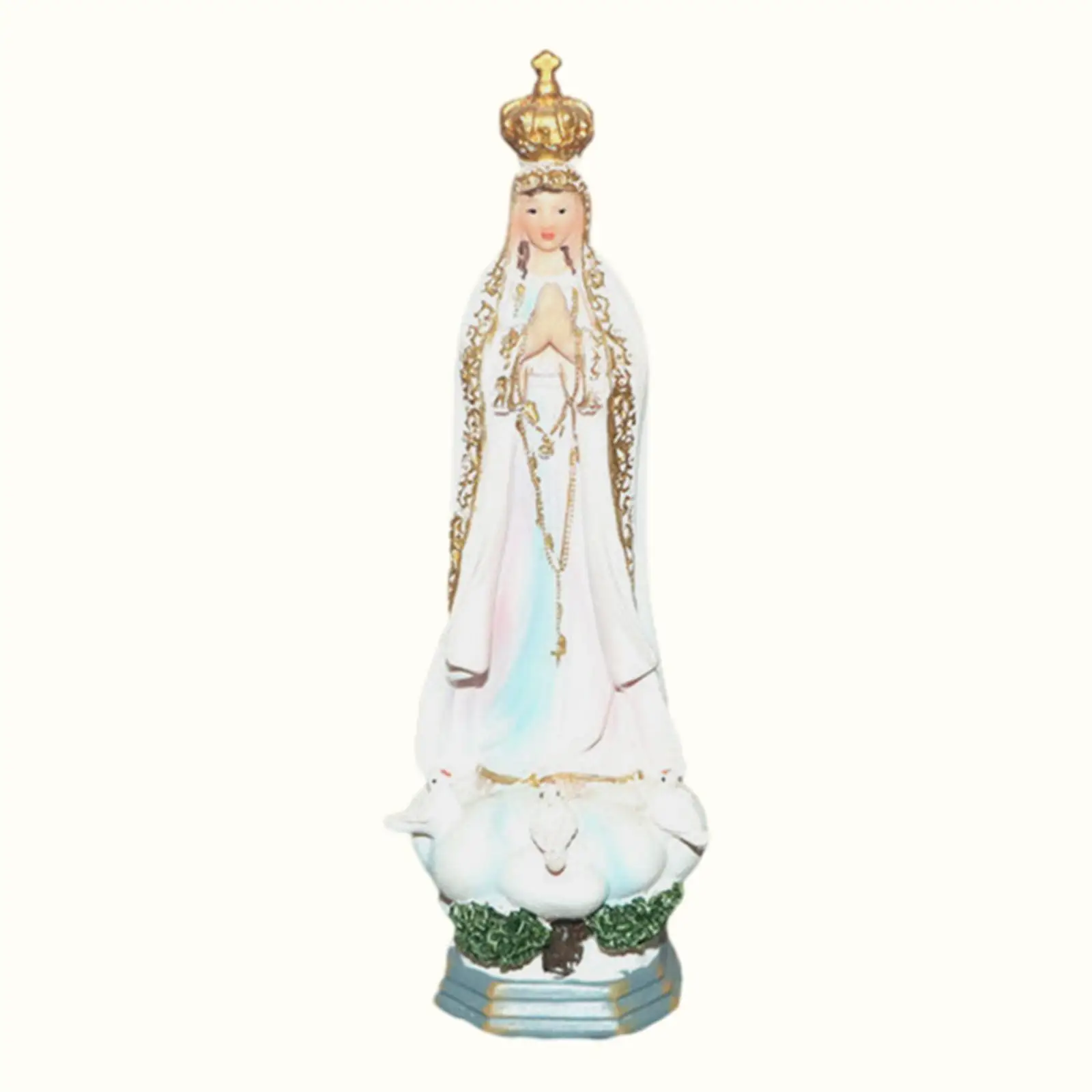 Mother Mary Figurine on Base Statues Ornament for Living Room Shelf Home